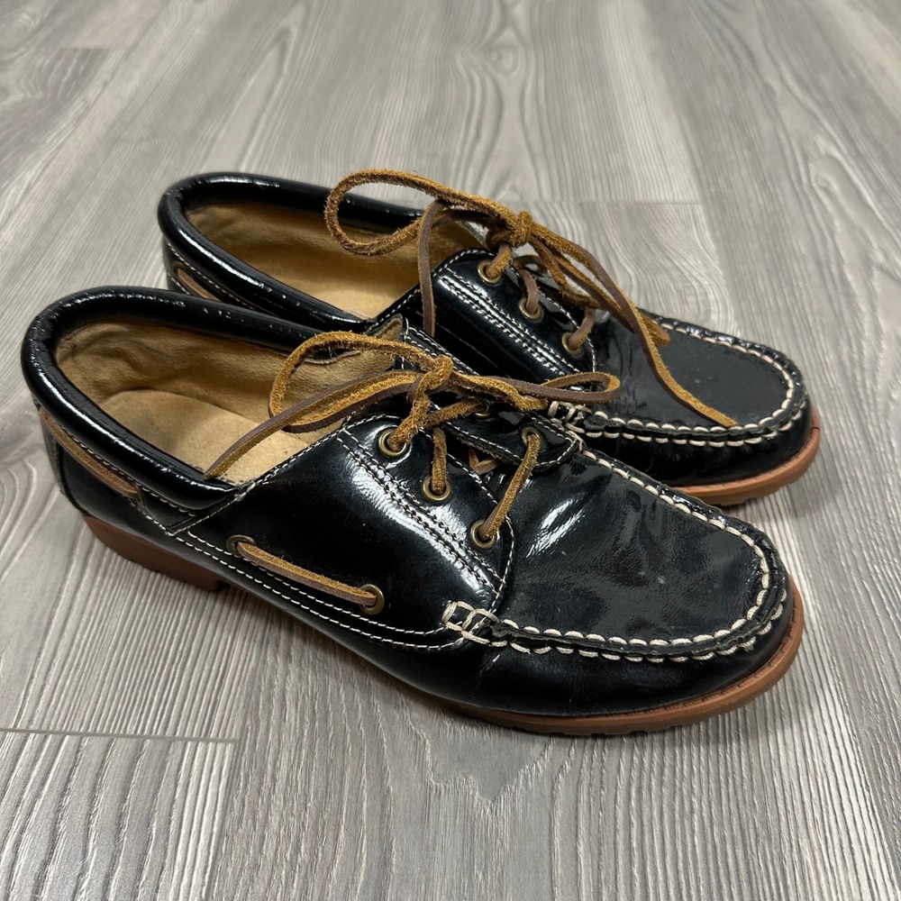 Easy Spirit Black Panent Leather‎ Sailmate Women's Boat Shoes - Size 8 Coastal